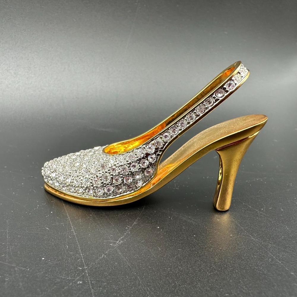 SWAROVSKI CRYSTAL AND GOLD HIGH HEEL SHOE MINATURE 2.5"